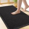 imageSmiry Bathroom Rugs Set 2 Piece30x20 Plus 24x17 Extra Soft Absorbent Bath Mats Non Slip Machine Washable Quick Dry Bath Rugs for Bathroom Floor Tub Shower Black