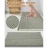 imageSmiry Bathroom Rugs Set 2 Piece30x20 Plus 24x17 Extra Soft Absorbent Bath Mats Non Slip Machine Washable Quick Dry Bath Rugs for Bathroom Floor Tub Shower Green amp Cream