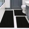 imageSmiry Bathroom Rugs Sets 3 Piece Soft Absorbent Chenille Bath Mat and UShaped Contour Toilet Rug Machine Wash Dry Bath Mat Sets for Bathroom Tub and Floor 30x2024x1624x20 Sage GreenBlack