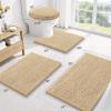 imageSmiry Bathroom Rugs Sets 3 Piece Soft Absorbent Chenille Bath Mat and UShaped Contour Toilet Rug Machine Wash Dry Bath Mat Sets for Bathroom Tub and Floor 30x2024x1624x20 Sage GreenBeige