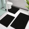 imageSmiry Bathroom Rugs Sets 3 Piece Soft Absorbent Chenille Bath Mat and UShaped Contour Toilet Rug Machine Wash Dry Bath Mat Sets for Bathroom Tub and Floor 30x2024x1624x20 Sage GreenBlack
