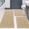 imageSmiry Bathroom Rugs Sets 3 Piece Soft Absorbent Chenille Bath Mat and UShaped Contour Toilet Rug Machine Wash Dry Bath Mat Sets for Bathroom Tub and Floor 30x2024x1624x20 Sage GreenBeige
