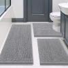 imageSmiry Bathroom Rugs Sets 3 Piece Soft Absorbent Chenille Bath Mat and UShaped Contour Toilet Rug Machine Wash Dry Bath Mat Sets for Bathroom Tub and Floor 30x2024x1624x20 Sage GreenGrey