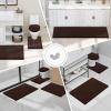 imageSmiry Bathroom Rugs Sets 3 Piece Soft Absorbent Chenille Bath Mat and UShaped Contour Toilet Rug Machine Wash Dry Bath Mat Sets for Bathroom Tub and Floor 30x2024x1624x20 Sage GreenBrown
