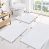 imageSmiry Bathroom Rugs Sets 3 Piece Soft Absorbent Chenille Bath Mat and UShaped Contour Toilet Rug Machine Wash Dry Bath Mat Sets for Bathroom Tub and Floor 30x2024x1624x20 Sage GreenWhite