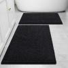 imageSmiry Bathroom Rugs and Mats Set of 3 Non Slip Absorbent Shaggy Bath Rug for Tub Shower and Bath Room 24x 1630 x 2030 x 20 Black