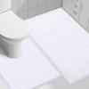 imageSmiry Chenille Bath Rug and Mats Set of 3 Non Slip Absorbent Shaggy Bath Rug for Tub Shower and Bath Room UShaped 24 x2030x 20UShaped 24 x20 White