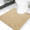 imageSmiry Chenille Bathroom Rugs 24x16 and UShaped Toilet Bath Rugs 20x2024x20 Extra Soft and Absorbent Shaggy Bath Mat Machine Washable NonSlip Plush Carpet Beige
