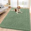 imageSmiry Dog Door Mat for Muddy Paws 59x24 Absorbs Moisture and Dirt Doormat NonSlip Washable Quick Dry Chenille Front Door Mat Indoor Entrance Entryway Carpet for Inside Floor CamelOlive Green