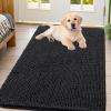 imageSmiry Dog Door Mat for Muddy Paws 59x24 Absorbs Moisture and Dirt Doormat NonSlip Washable Quick Dry Chenille Front Door Mat Indoor Entrance Entryway Carpet for Inside Floor CamelBlack