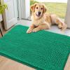 imageSmiry Dog Door Mat for Muddy Paws 59x24 Absorbs Moisture and Dirt Doormat NonSlip Washable Quick Dry Chenille Front Door Mat Indoor Entrance Entryway Carpet for Inside Floor CamelEmerald Green