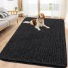 imageSmiry Dog Door Mat for Muddy Paws 59x24 Absorbs Moisture and Dirt Doormat NonSlip Washable Quick Dry Chenille Front Door Mat Indoor Entrance Entryway Carpet for Inside Floor CamelBlack