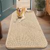 imageSmiry Dog Door Mat for Muddy Paws 59x24 Absorbs Moisture and Dirt Doormat NonSlip Washable Quick Dry Chenille Front Door Mat Indoor Entrance Entryway Carpet for Inside Floor CamelBeige