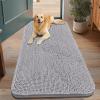 imageSmiry Dog Door Mat for Muddy Paws 59x24 Absorbs Moisture and Dirt Doormat NonSlip Washable Quick Dry Chenille Front Door Mat Indoor Entrance Entryway Carpet for Inside Floor CamelLight Grey