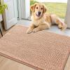 imageSmiry Dog Door Mat for Muddy Paws 59x24 Absorbs Moisture and Dirt Doormat NonSlip Washable Quick Dry Chenille Front Door Mat Indoor Entrance Entryway Carpet for Inside Floor CamelPeach