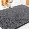 imageSmiry Dog Door Mat for Muddy Paws 59x24 Absorbs Moisture and Dirt Doormat NonSlip Washable Quick Dry Chenille Front Door Mat Indoor Entrance Entryway Carpet for Inside Floor CamelDark Grey