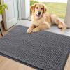 imageSmiry Dog Door Mat for Muddy Paws 59x24 Absorbs Moisture and Dirt Doormat NonSlip Washable Quick Dry Chenille Front Door Mat Indoor Entrance Entryway Carpet for Inside Floor CamelDark Grey
