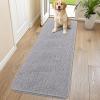 imageSmiry Dog Door Mat for Muddy Paws 59x24 Absorbs Moisture and Dirt Doormat NonSlip Washable Quick Dry Chenille Front Door Mat Indoor Entrance Entryway Carpet for Inside Floor CamelLight Grey