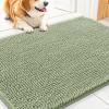imageSmiry Dog Door Mat for Muddy Paws 59x24 Absorbs Moisture and Dirt Doormat NonSlip Washable Quick Dry Chenille Front Door Mat Indoor Entrance Entryway Carpet for Inside Floor CamelSage Green