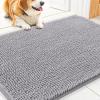 imageSmiry Dog Door Mat for Muddy Paws 59x24 Absorbs Moisture and Dirt Doormat NonSlip Washable Quick Dry Chenille Front Door Mat Indoor Entrance Entryway Carpet for Inside Floor CamelLight Grey