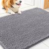 imageSmiry Dog Door Mat for Muddy Paws 59x24 Absorbs Moisture and Dirt Doormat NonSlip Washable Quick Dry Chenille Front Door Mat Indoor Entrance Entryway Carpet for Inside Floor CamelGrey