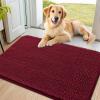 imageSmiry Dog Door Mat for Muddy Paws 59x24 Absorbs Moisture and Dirt Doormat NonSlip Washable Quick Dry Chenille Front Door Mat Indoor Entrance Entryway Carpet for Inside Floor CamelBurgundy