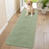 imageSmiry Dog Door Mat for Muddy Paws 59x24 Absorbs Moisture and Dirt Doormat NonSlip Washable Quick Dry Chenille Front Door Mat Indoor Entrance Entryway Carpet for Inside Floor CamelSage Green