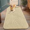 imageSmiry Dog Door Mat for Muddy Paws 59x24 Absorbs Moisture and Dirt Doormat NonSlip Washable Quick Dry Chenille Front Door Mat Indoor Entrance Entryway Carpet for Inside Floor CamelCream White