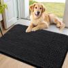 imageSmiry Dog Door Mat for Muddy Paws 59x24 Absorbs Moisture and Dirt Doormat NonSlip Washable Quick Dry Chenille Front Door Mat Indoor Entrance Entryway Carpet for Inside Floor CamelBlack