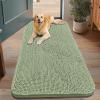 imageSmiry Dog Door Mat for Muddy Paws 59x24 Absorbs Moisture and Dirt Doormat NonSlip Washable Quick Dry Chenille Front Door Mat Indoor Entrance Entryway Carpet for Inside Floor CamelSage Green
