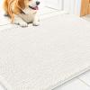 imageSmiry Dog Door Mat for Muddy Paws 59x24 Absorbs Moisture and Dirt Doormat NonSlip Washable Quick Dry Chenille Front Door Mat Indoor Entrance Entryway Carpet for Inside Floor CamelIvory