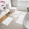 imageSmiry Memory Foam Bath Mat 30x20 and UShaped Toilet Bathroom Rugs 24x20Super Soft Absorbent Bathroom Rugs Non Slip Bath Rug Runner for Bathroom Floors White