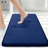 imageSmiry Memory Foam Bath Mat30x20Black and Navy Blue Extra Soft and Absorbent Bathroom Mats Non Slip Washable Carpet for Floor Shower and Tub