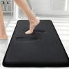 imageSmiry Memory Foam Bath Mat30x20Black and Navy Blue Extra Soft and Absorbent Bathroom Mats Non Slip Washable Carpet for Floor Shower and Tub