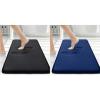 imageSmiry Memory Foam Bath Mat30x20Black and Navy Blue Extra Soft and Absorbent Bathroom Mats Non Slip Washable Carpet for Floor Shower and Tub