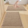 imageSmiry Waffle Bathroom Rugs Set of 2 Boho Bath Rugs Non Slip Machine Washable Super Absorbent Bath Mats Set for Tub Shower and Floor30x2024x17 BrownBrown