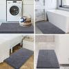 imagesmiry Soft Chenille Bath Mats for Bathroom Floor Non Slip Soft Bath Floor Mat Absorbent Runner Rug Bathroom Pedestal Mat 16x24 inches  40x60 cm Dark Grey