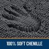 imagesmiry Soft Chenille Bath Mats for Bathroom Floor Non Slip Soft Bath Floor Mat Absorbent Runner Rug Bathroom Pedestal Mat 16x24 inches  40x60 cm Dark Grey