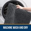 imagesmiry Soft Chenille Bath Mats for Bathroom Floor Non Slip Soft Bath Floor Mat Absorbent Runner Rug Bathroom Pedestal Mat 16x24 inches  40x60 cm Dark Grey