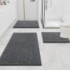 imagesmiry Soft Chenille Bath Mats for Bathroom Floor Non Slip Soft Bath Floor Mat Absorbent Runner Rug Bathroom Pedestal Mat 16x24 inches  40x60 cm Dark Grey