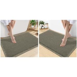imageSmiry Bathroom Rugs Set 2 Piece30x20 Plus 30x18 Extra Soft Absorbent Bath Mats Non Slip Machine Washable Quick Dry Bath Rugs for Bathroom Floor Tub Shower Green