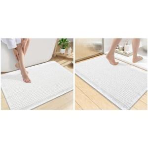 imageSmiry Bathroom Rugs Set 2 Piece30x20 Plus 36x24 Extra Soft Absorbent Bath Mats Non Slip Machine Washable Quick Dry Bath Rugs for Bathroom Floor Tub Shower Whtie