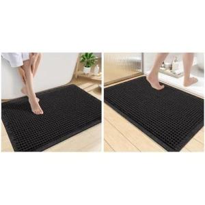 imageSmiry Bathroom Rugs Set 2 Piece36x24 Plus 30X20 Extra Soft Absorbent Bath Mats Non Slip Machine Washable Quick Dry Bath Rugs for Bathroom Floor Tub Shower Black