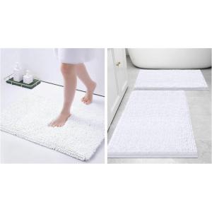 imageSmiry Bathroom Rugs and Mats Set of 3 Non Slip Absorbent Shaggy Bath Rug for Tub Shower and Bath Room 16x 2420 x 3220 x 32 White