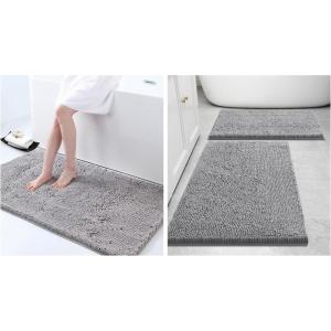 imageSmiry Bathroom Rugs and Mats Set of 3 Non Slip Absorbent Shaggy Bath Rug for Tub Shower and Bath Room 24x 1630 x 2036x24 Grey