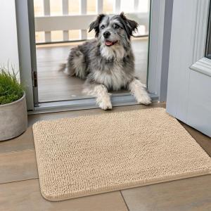imageSmiry Dog Door Mat for Muddy Paws 59x24 Absorbs Moisture and Dirt Doormat NonSlip Washable Quick Dry Chenille Front Door Mat Indoor Entrance Entryway Carpet for Inside Floor CamelBeige