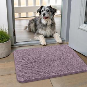 imageSmiry Dog Door Mat for Muddy Paws 59x24 Absorbs Moisture and Dirt Doormat NonSlip Washable Quick Dry Chenille Front Door Mat Indoor Entrance Entryway Carpet for Inside Floor CamelDeep Plum