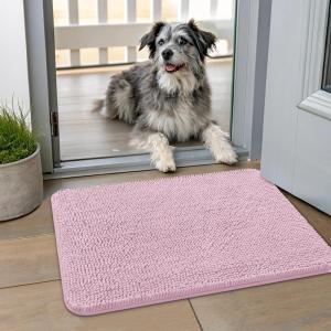 imageSmiry Dog Door Mat for Muddy Paws 59x24 Absorbs Moisture and Dirt Doormat NonSlip Washable Quick Dry Chenille Front Door Mat Indoor Entrance Entryway Carpet for Inside Floor CamelDusty Rose