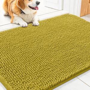 imageSmiry Dog Door Mat for Muddy Paws 59x24 Absorbs Moisture and Dirt Doormat NonSlip Washable Quick Dry Chenille Front Door Mat Indoor Entrance Entryway Carpet for Inside Floor CamelMustard Yellow