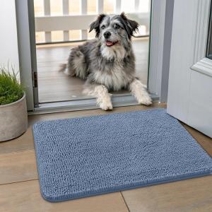 imageSmiry Dog Door Mat for Muddy Paws 59x24 Absorbs Moisture and Dirt Doormat NonSlip Washable Quick Dry Chenille Front Door Mat Indoor Entrance Entryway Carpet for Inside Floor CamelAiry Blue
